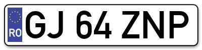 Placuta inmatriculare numar auto  GJ-64-ZNP, GJ 64 ZNP, GJ64ZNP