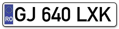 Placuta inmatriculare numar auto  GJ-640-LXK, GJ 640 LXK, GJ640LXK