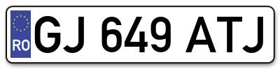 Placuta inmatriculare numar auto  GJ-649-ATJ, GJ 649 ATJ, GJ649ATJ