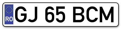 Placuta inmatriculare numar auto  GJ-65-BCM, GJ 65 BCM, GJ65BCM