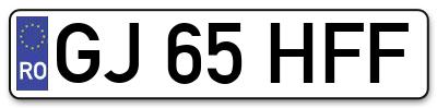 Placuta inmatriculare numar auto  GJ-65-HFF, GJ 65 HFF, GJ65HFF