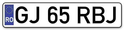 Placuta inmatriculare numar auto  GJ-65-RBJ, GJ 65 RBJ, GJ65RBJ