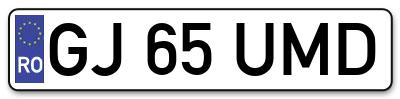 Placuta inmatriculare numar auto  GJ-65-UMD, GJ 65 UMD, GJ65UMD