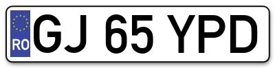 Placuta inmatriculare numar auto  GJ-65-YPD, GJ 65 YPD, GJ65YPD