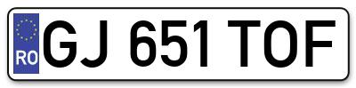 Placuta inmatriculare numar auto  GJ-651-TOF, GJ 651 TOF, GJ651TOF