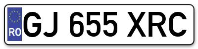 Placuta inmatriculare numar auto  GJ-655-XRC, GJ 655 XRC, GJ655XRC