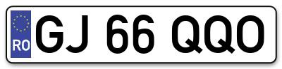 Placuta inmatriculare numar auto  GJ-66-QQO, GJ 66 QQO, GJ66QQO