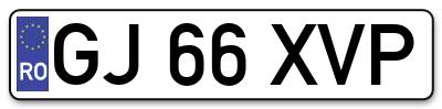 Placuta inmatriculare numar auto  GJ-66-XVP, GJ 66 XVP, GJ66XVP