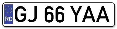 Placuta inmatriculare numar auto  GJ-66-YAA, GJ 66 YAA, GJ66YAA