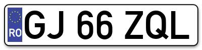 Placuta inmatriculare numar auto  GJ-66-ZQL, GJ 66 ZQL, GJ66ZQL