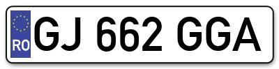 Placuta inmatriculare numar auto  GJ-662-GGA, GJ 662 GGA, GJ662GGA