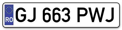 Placuta inmatriculare numar auto  GJ-663-PWJ, GJ 663 PWJ, GJ663PWJ