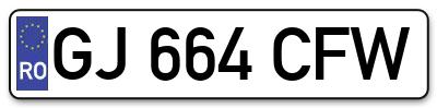 Placuta inmatriculare numar auto  GJ-664-CFW, GJ 664 CFW, GJ664CFW