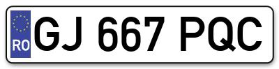 Placuta inmatriculare numar auto  GJ-667-PQC, GJ 667 PQC, GJ667PQC