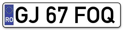 Placuta inmatriculare numar auto  GJ-67-FOQ, GJ 67 FOQ, GJ67FOQ