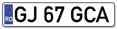 Placuta inmatriculare numar auto  GJ-67-GCA, GJ 67 GCA, GJ67GCA