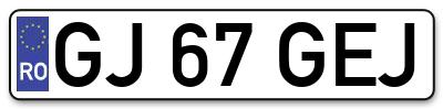Placuta inmatriculare numar auto  GJ-67-GEJ, GJ 67 GEJ, GJ67GEJ