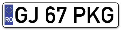 Placuta inmatriculare numar auto  GJ-67-PKG, GJ 67 PKG, GJ67PKG