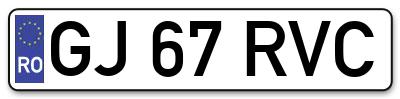Placuta inmatriculare numar auto  GJ-67-RVC, GJ 67 RVC, GJ67RVC