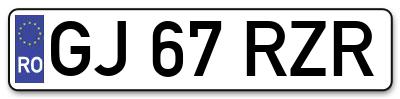Placuta inmatriculare numar auto  GJ-67-RZR, GJ 67 RZR, GJ67RZR