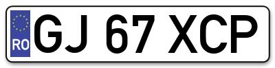Placuta inmatriculare numar auto  GJ-67-XCP, GJ 67 XCP, GJ67XCP