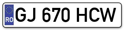 Placuta inmatriculare numar auto  GJ-670-HCW, GJ 670 HCW, GJ670HCW