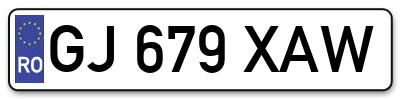 Placuta inmatriculare numar auto  GJ-679-XAW, GJ 679 XAW, GJ679XAW
