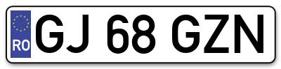 Placuta inmatriculare numar auto  GJ-68-GZN, GJ 68 GZN, GJ68GZN