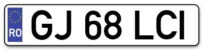 Placuta inmatriculare numar auto  GJ-68-LCI, GJ 68 LCI, GJ68LCI