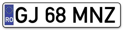 Placuta inmatriculare numar auto  GJ-68-MNZ, GJ 68 MNZ, GJ68MNZ