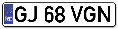 Placuta inmatriculare numar auto  GJ-68-VGN, GJ 68 VGN, GJ68VGN