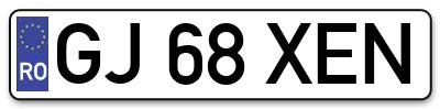 Placuta inmatriculare numar auto  GJ-68-XEN, GJ 68 XEN, GJ68XEN