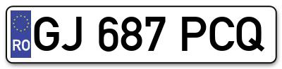 Placuta inmatriculare numar auto  GJ-687-PCQ, GJ 687 PCQ, GJ687PCQ