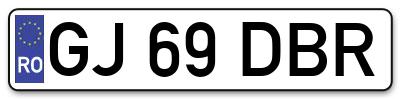 Placuta inmatriculare numar auto  GJ-69-DBR, GJ 69 DBR, GJ69DBR