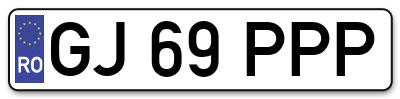 Placuta inmatriculare numar auto  GJ-69-PPP, GJ 69 PPP, GJ69PPP