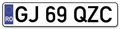 Placuta inmatriculare numar auto  GJ-69-QZC, GJ 69 QZC, GJ69QZC