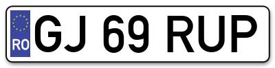 Placuta inmatriculare numar auto  GJ-69-RUP, GJ 69 RUP, GJ69RUP