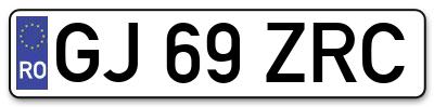 Placuta inmatriculare numar auto  GJ-69-ZRC, GJ 69 ZRC, GJ69ZRC
