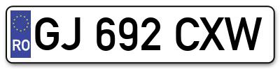 Placuta inmatriculare numar auto  GJ-692-CXW, GJ 692 CXW, GJ692CXW