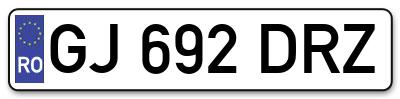Placuta inmatriculare numar auto  GJ-692-DRZ, GJ 692 DRZ, GJ692DRZ