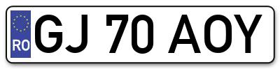 Placuta inmatriculare numar auto  GJ-70-AOY, GJ 70 AOY, GJ70AOY