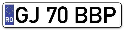 Placuta inmatriculare numar auto  GJ-70-BBP, GJ 70 BBP, GJ70BBP