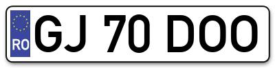 Placuta inmatriculare numar auto  GJ-70-DOO, GJ 70 DOO, GJ70DOO