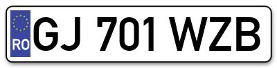 Placuta inmatriculare numar auto  GJ-701-WZB, GJ 701 WZB, GJ701WZB