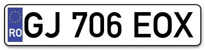 Placuta inmatriculare numar auto  GJ-706-EOX, GJ 706 EOX, GJ706EOX