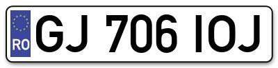 Placuta inmatriculare numar auto  GJ-706-IOJ, GJ 706 IOJ, GJ706IOJ