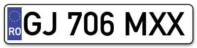 Placuta inmatriculare numar auto  GJ-706-MXX, GJ 706 MXX, GJ706MXX