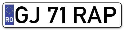 Placuta inmatriculare numar auto  GJ-71-RAP, GJ 71 RAP, GJ71RAP