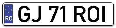Placuta inmatriculare numar auto  GJ-71-ROI, GJ 71 ROI, GJ71ROI