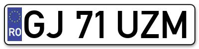 Placuta inmatriculare numar auto  GJ-71-UZM, GJ 71 UZM, GJ71UZM